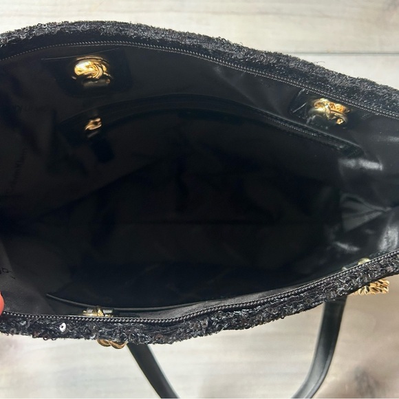 NWT Calvin Klein Black Sequins Medium Shoulder Handbag - Picture 7 of 8